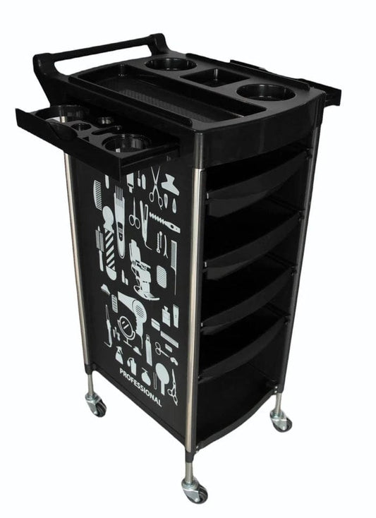 Stylish Multipurpose Salon Trolley with 6 shelves Color Black