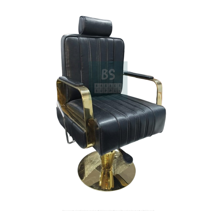 Hydraulic Salon Chair with Stainless Steel Handles – 360° Swivel, Reclining Seat & Adjustable Height