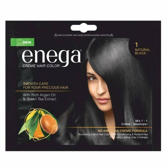 Enega Creme Hair Color Black, Shade - 1 Natural Black Enega hair Color