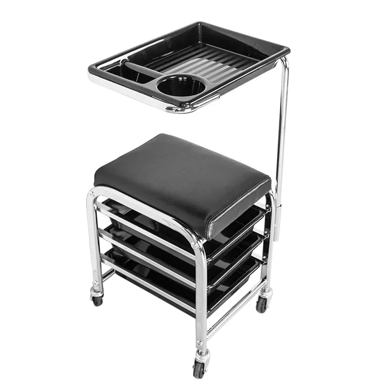 Beauty Manicure Trolley for salon and Spa, 3 Trays, Extended Workstation and Seat