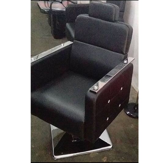 Make Up Chair, Beauty Parlor Chair, Salon Chair with Steel Handle , Hydraulic base and Backrest Recliner- Black Color