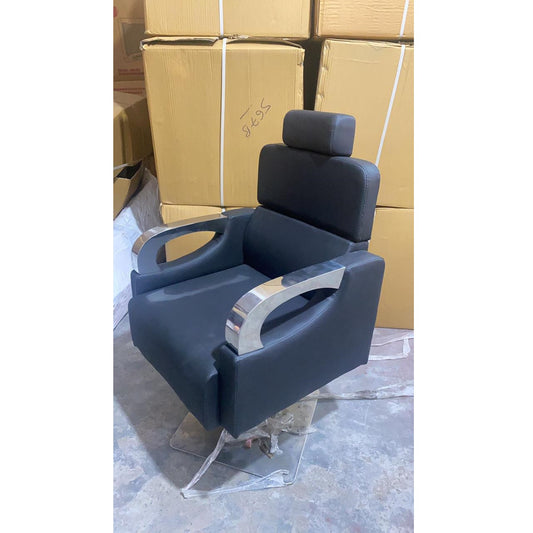 Salon Chair with Height Adjustable Hydraulic Pump and Seat Recliner and Stainless Steel hand