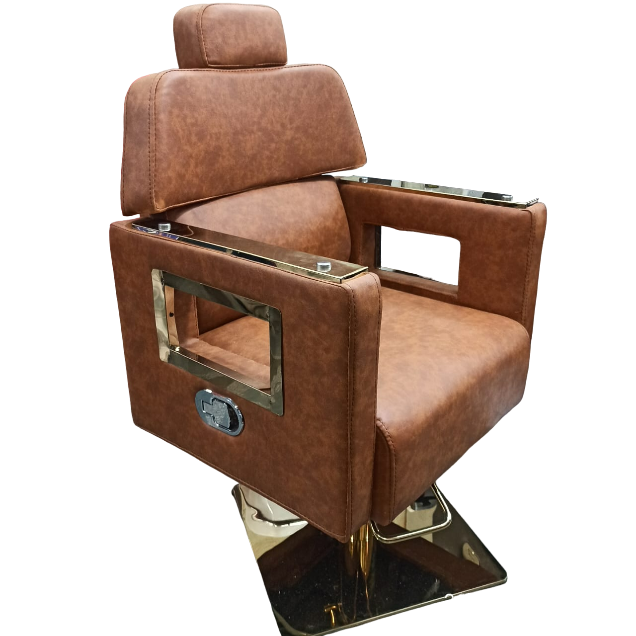 Premium Camera Handle Salon Chair With Height Adjustable Hydraulic Pump and Seat Recliner