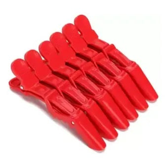 Crocodile clips, hair clip, section clip, hair styling sectioning crocodile salon curl hairpin plastic clips set Hair Clip  (Red) ( pack of 6)