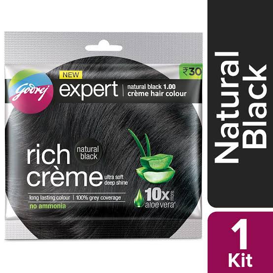 Godrej Expert Natural Black Cream Hair Color - Shade 1- 20 ml+20 ml