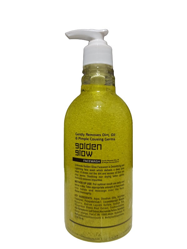 Unikveda Detoxifying Golden Glow Face Wash, Removing Dirt, Excess Oil n Skin Lightening For Men n Women | Paraben Free n Cruelty Free, 500 ml